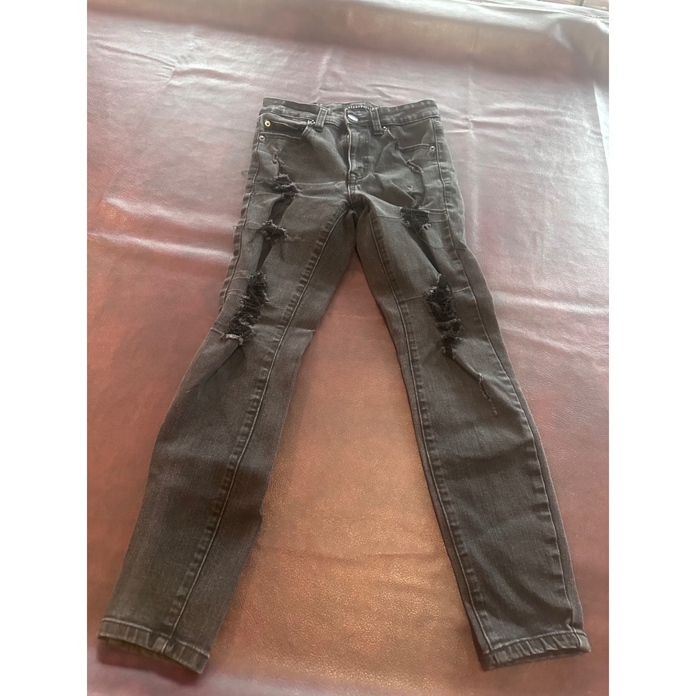 Aeropostale HighRise Juniors Jegging Black Distressed Ripped Skinny Jeans 2Short